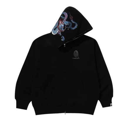 Худи Bape Tiger And Dragon на молнии, черная
