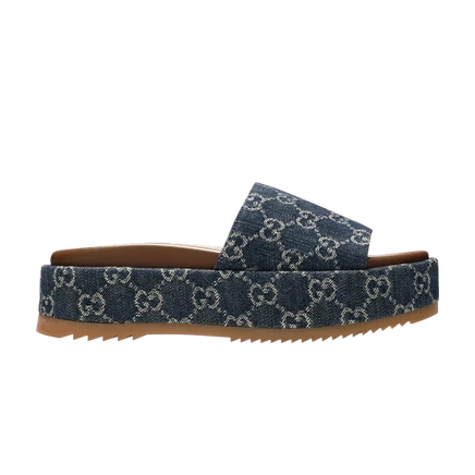 Женские джинсовые шлепанцы Gucci GG, синие