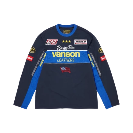 Мужской лонгслив Supreme x Vanson Leathers, темно-синий