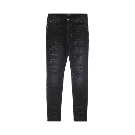 Джинсы Amiri Denim Logo Appliqué «Aged Black», черные