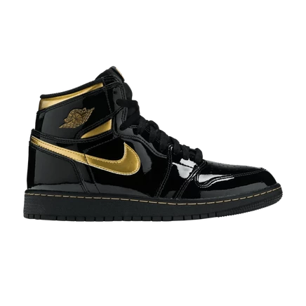 Детские кроссовки Air Jordan 1 OG «Black Metallic Gold», черные