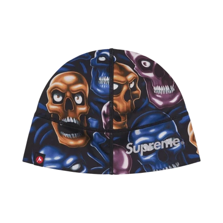 Шапка Supreme x Marmot Base Layer «Skull Pile», зеленая