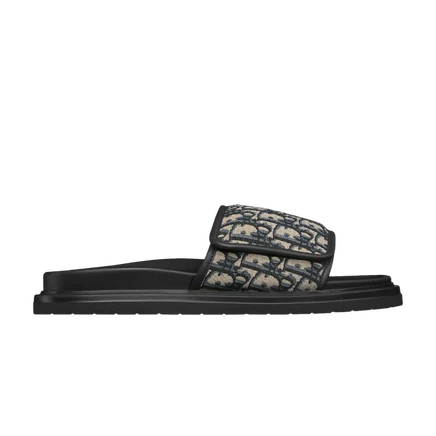 Женские сандалии Dior Aqua Sandal с принтом Dior Oblique, черно-бежевые