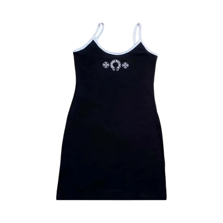 Женское платье Chrome Hearts Scroll Logo Tank, черно-белое