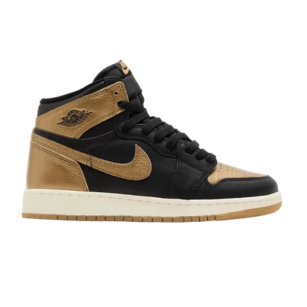 Детские кроссовки Air Jordan 1 Retro High OG, черно-золотые