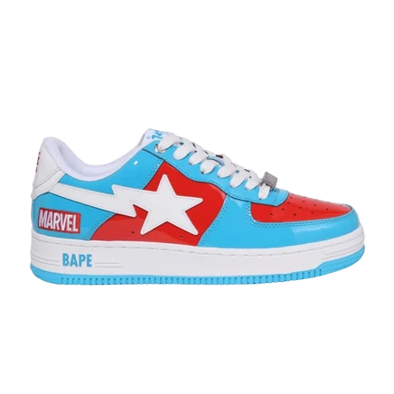 Мужские кроссовки Bape Marvel x Bapesta «Captain America», синие