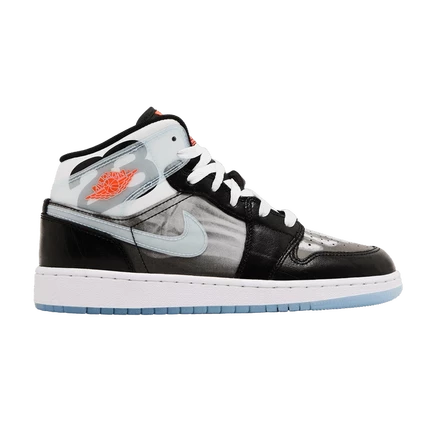 Детские кроссовки Air Jordan 1 Mid 'X‑Ray', черные