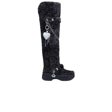 Женские сапоги Crocs Classic до колена, леопардовые