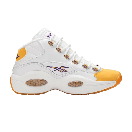 Кроссовки Reebok Question Mid кожаные, бело-желтые