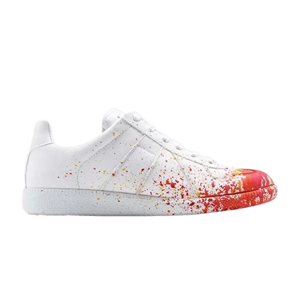 Женские кроссовки Maison Margiela Low Paint Splatter, бело-оранжевые