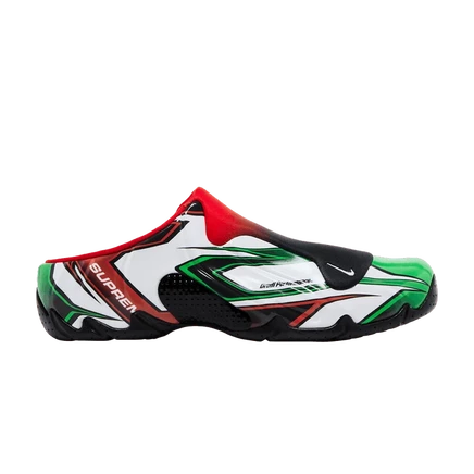 Унисекс кроссовки Nike x Supreme Clogposite Foamposite, белые с красно-зелеными деталями