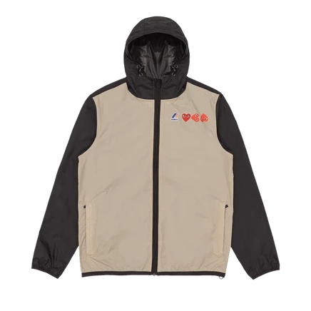 Унисекс худи COMME des GARÇONS PLAY K-Way на молнии, бежево-черное