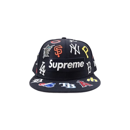 Унисекс кепка Supreme x MLB x New Era, темно-синяя