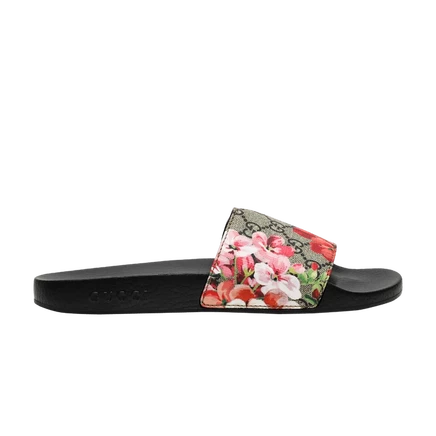 Женские шлепанцы Gucci GG Supreme Slide «Blooms», песочные
