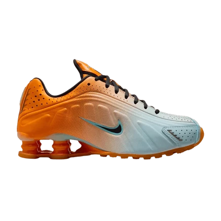Женские кроссовки Nike Shox R4, оранжево-черно-голубые