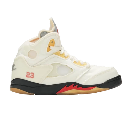 Детские кроссовки Off-White x Air Jordan 5 Retro «Sail», кремовые
