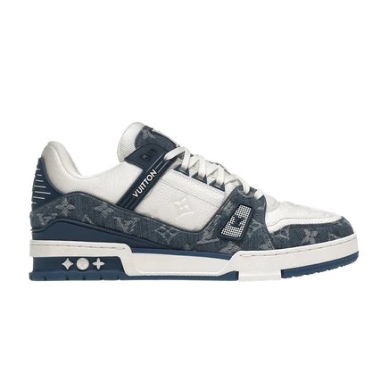 Кроссовки Louis Vuitton Trainer Low Monogram Denim, белые