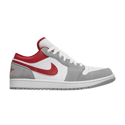 Кроссовки Air Jordan 1 Low SE, бело‑серые с красным