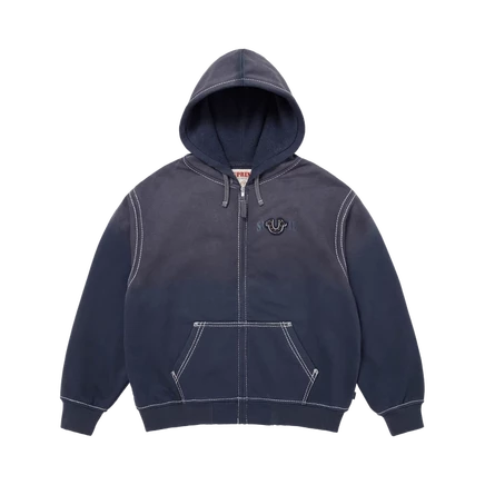 Унисекс худи на молнии Supreme x True Religion, темно-синяя