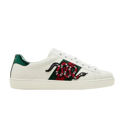 Кроссовки Gucci Ace с вышивкой «Snake», белые