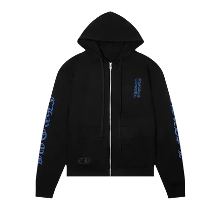 Толстовка с капюшоном на молнии с вертикальным логотипом Chrome Hearts 