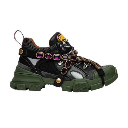 Женские кроссовки Gucci Flashtrek Crystals, зеленые
