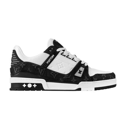 Кроссовки Louis Vuitton Trainer джинсовые, бело-черные