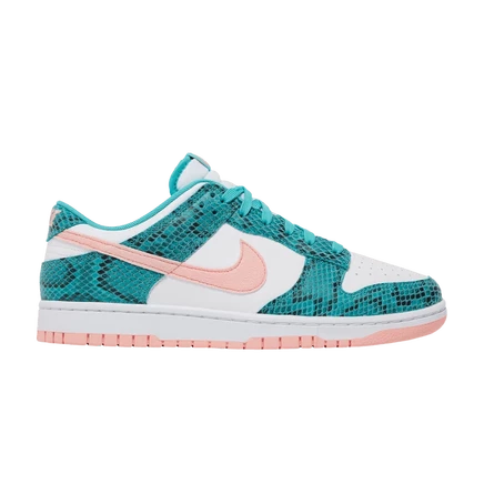 Кроссовки Nike Dunk Low кожаные, с принтом под змеиную кожу, бирюзовые
