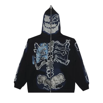 Унисекс худи Cactus Jack Skeleton на молнии, черное