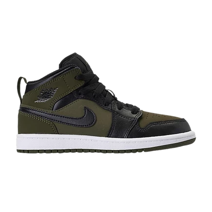 Детские кроссовки Air Jordan 1 Mid «Olive Canvas», оливковые