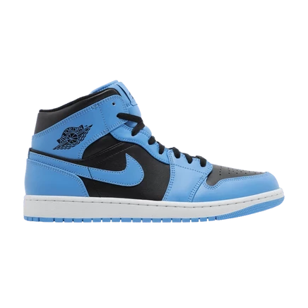Кроссовки Air Jordan 1 Mid University Blue Black, синие