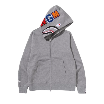 Худи Bape Shark Full Zip, серая