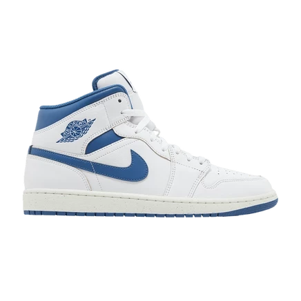 Кроссовки Air Jordan 1 Mid Industrial Blue, белые