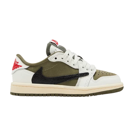 Детские кроссовки Travis Scott x Air Jordan 1 Low, оливковые