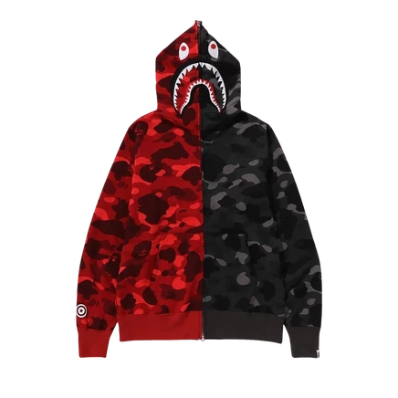 Многоцветная толстовка с капюшоном BAPE Color Camo Separate Shark на молнии 