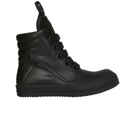 Высокая геомаскета на шнуровке Rick Owens Lido Jumbo 'Black' черного цвета