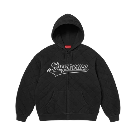 Унисекс стёганая худи на молнии Supreme, черная