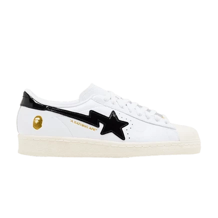 Кроссовки Adidas Superstar Vintage x BAPE, бело-черные