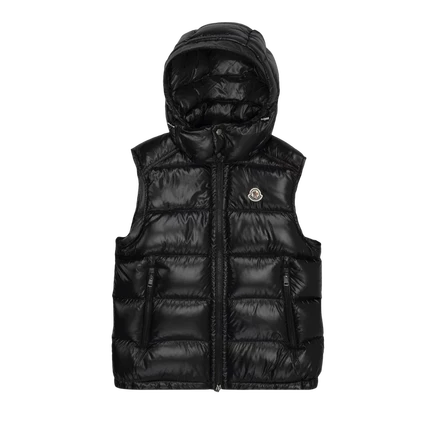 Жилет из блестящего пуховика Moncler Bormes 'Black' черный
