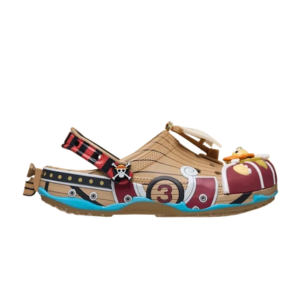Унисекс кроксы One Piece x Crocs Classic Clog «Thousand Sunny», светло-коричневые