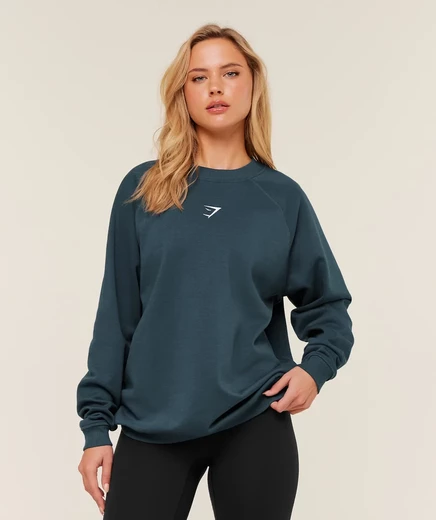 Тренировочная флисовая толстовка Gymshark Оверсайз gs stealth blue