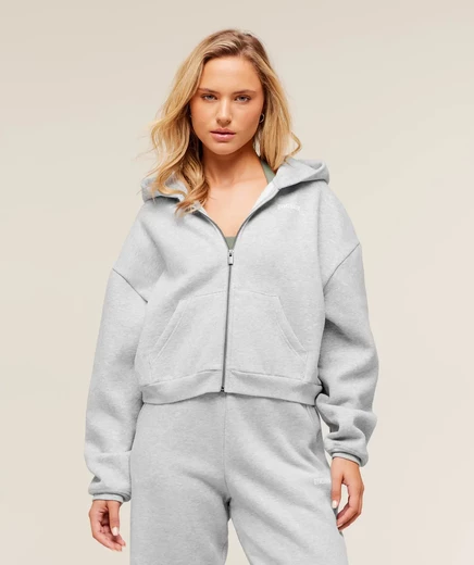 Женское худи Gymshark Cosy Luxe на молнии, светло-серое