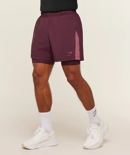 Мужские шорты Gymshark Sport 5″ 2 в 1, бордово-розовые