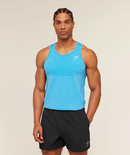 Мужская майка Gymshark Vital, белая с синей отделкой