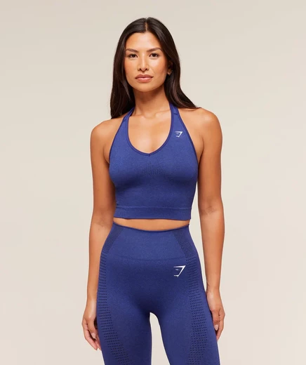 Майка на бретелях Gymshark Vital с полочкой cobalt purple marl