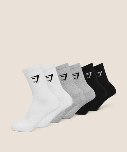 Носки Gymshark Crew 6 пар, белый/светло-серый/черный