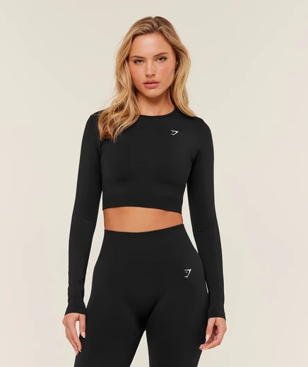 Женский укороченный лонгслив Gymshark Everyday Seamless, черный