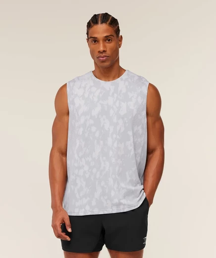 Мужская майка Gymshark Distance Seamless бесшовная с эффектом кислотной стирки, светло-серая
