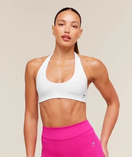 Женский топ-бра Gymshark Halter Bralette, белый