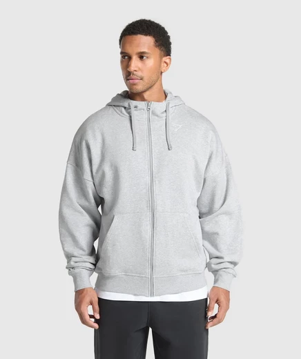 Мужское худи Gymshark Crest оверсайз, светло-серый